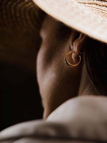 Χρυσά σκουλαρίκια κρίκοι Κ14 πλακέ